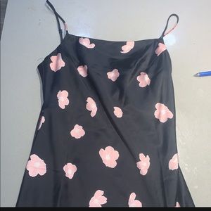 Black dress with pink flowers